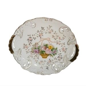 1959 Gold-Trimmed Floral Porcelain Plate
